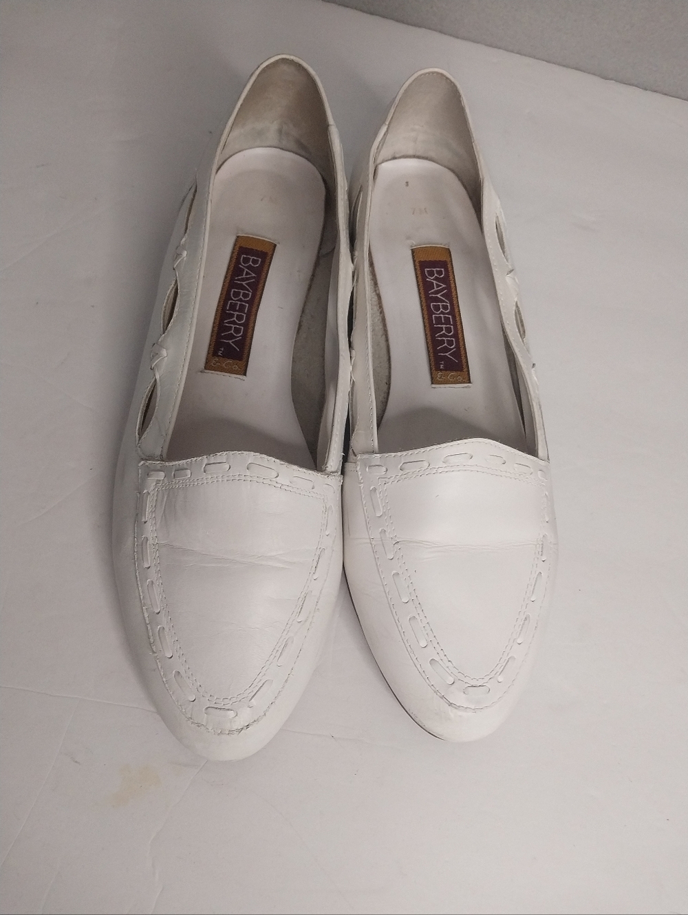 BAYBERRY Size 7M White Leather Upper Balance Loafers for Women